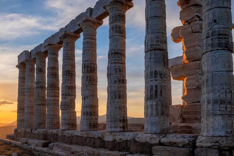 Capo Sounio e bagno sotto dal tempio di Poseidone